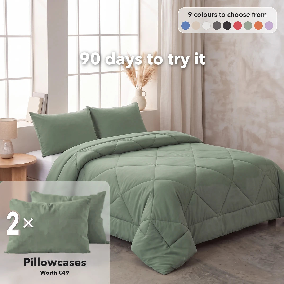 [en] 2-in-1 duvet – 90 days to try it, 9 colours, 2 free pillowcases